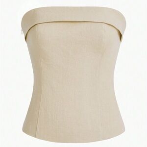 NWT MOTF PREMIUM LINEN SHIRRED BACK FOLDOVER TUBE TOP size XS